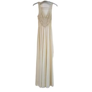 OLGA Body Silk Butter Yellow Nightgown 9290 Size Medium Maxi Dress Nylon Spandex